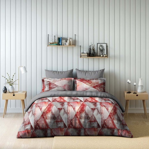 [HOM-Dan-00948] DAZZELING DUSK Digital Printed 4 Pcs Set(1 Comforter_240x260 CM Plus 1 Fitted_180x200Plus30CMPlus 2 HorW Pillow_50x75CM) RED 493