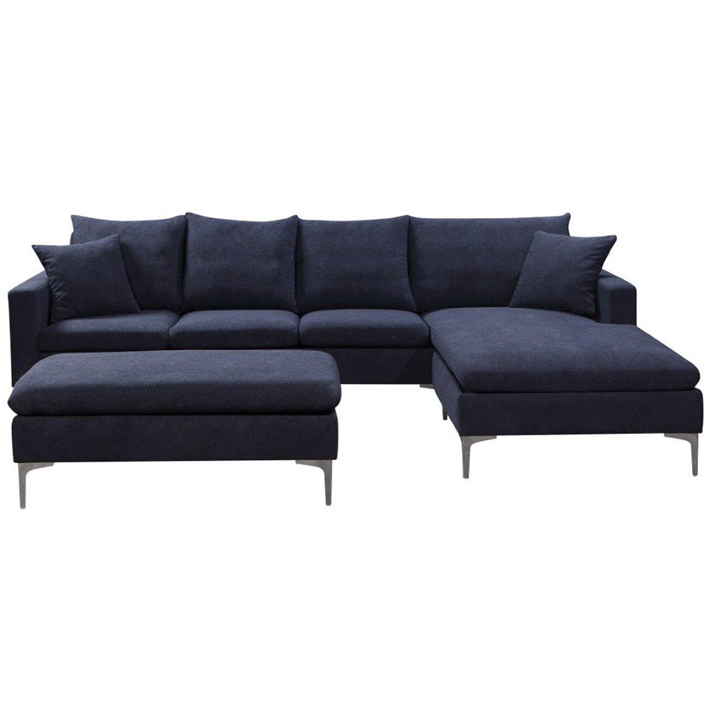 L Shape Corner Sofa- Elton Reversible Fabric Corner Sofa plus Ottoman