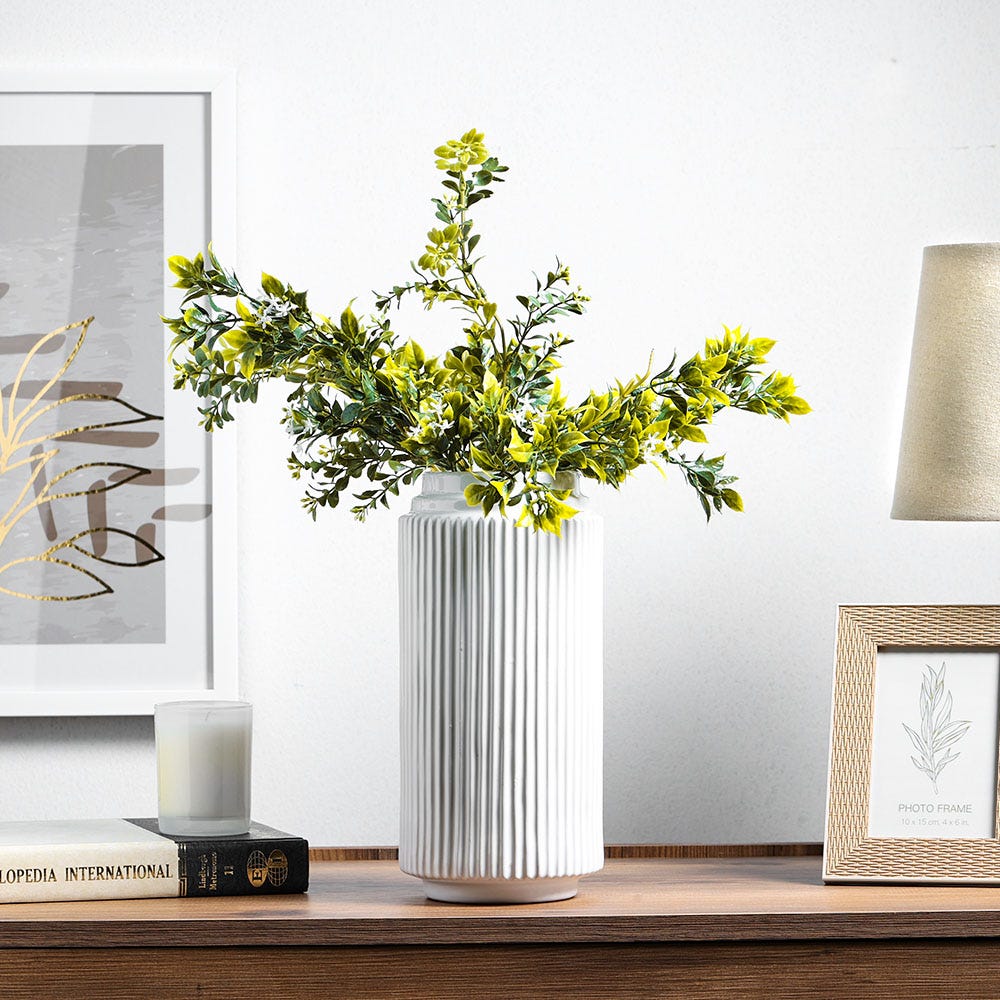 SS22 Cellena Stripe Vase White 14.8x31CM